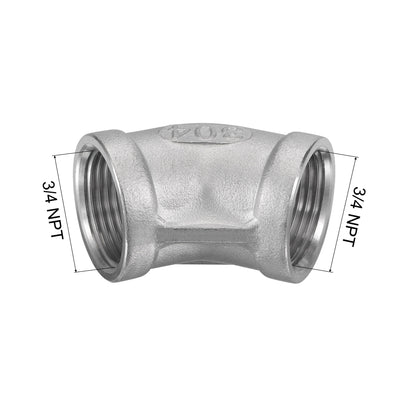 Harfington Pipe Fitting 45 Degree Elbow NPT Female Thread Hose Connector Adapter 304 Stainless Steel
