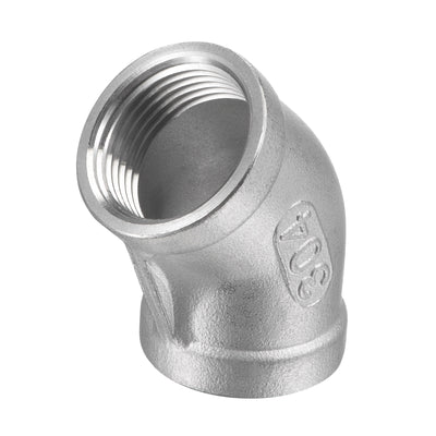 Harfington Pipe Fitting 45 Degree Elbow NPT Female Thread Hose Connector Adapter 304 Stainless Steel