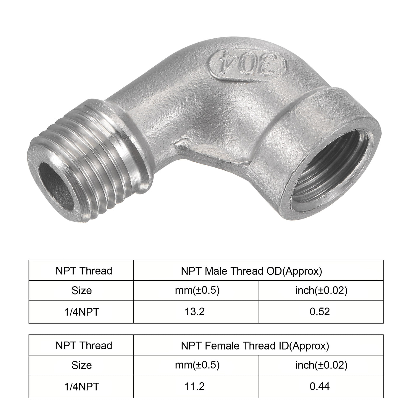Harfington Pipe Fittings Elbow NPT Male to Female Thread Hose Connector Adapter 304 Stainless Steel