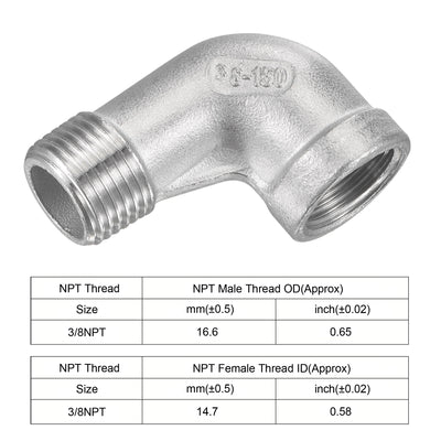 Harfington Pipe Fitting Elbow NPT Male to Female Thread Hose Connector Adapter 304 Stainless Steel