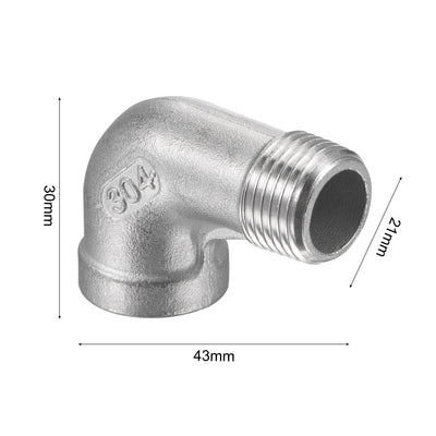 Harfington Pipe Fittings Elbow NPT Male to Female Thread Hose Connector Adapter 304 Stainless Steel