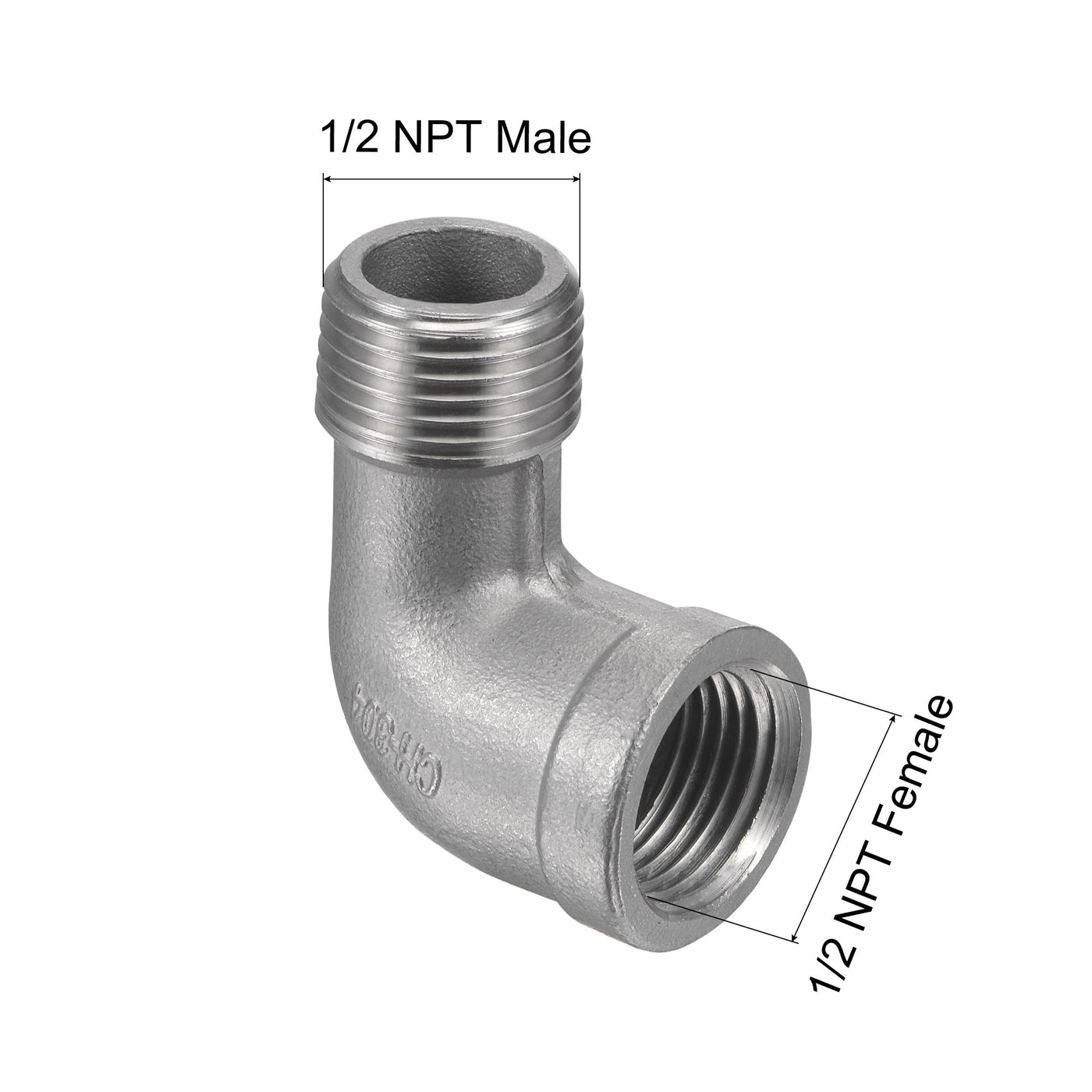 Harfington Pipe Fittings Elbow NPT Male to Female Thread Hose Connector Adapter 304 Stainless Steel