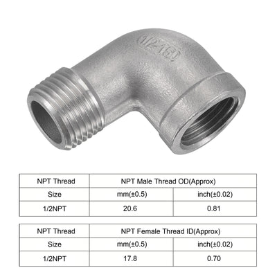 Harfington Pipe Fittings Elbow NPT Male to Female Thread Hose Connector Adapter 304 Stainless Steel