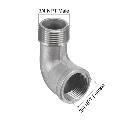 Harfington Pipe Fitting Elbow NPT Male to Female Thread Hose Connector Adapter 304 Stainless Steel