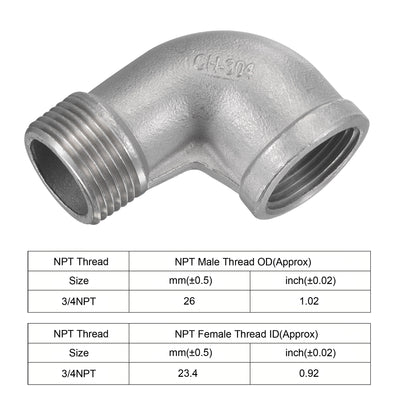 Harfington Pipe Fitting Elbow NPT Male to Female Thread Hose Connector Adapter 304 Stainless Steel