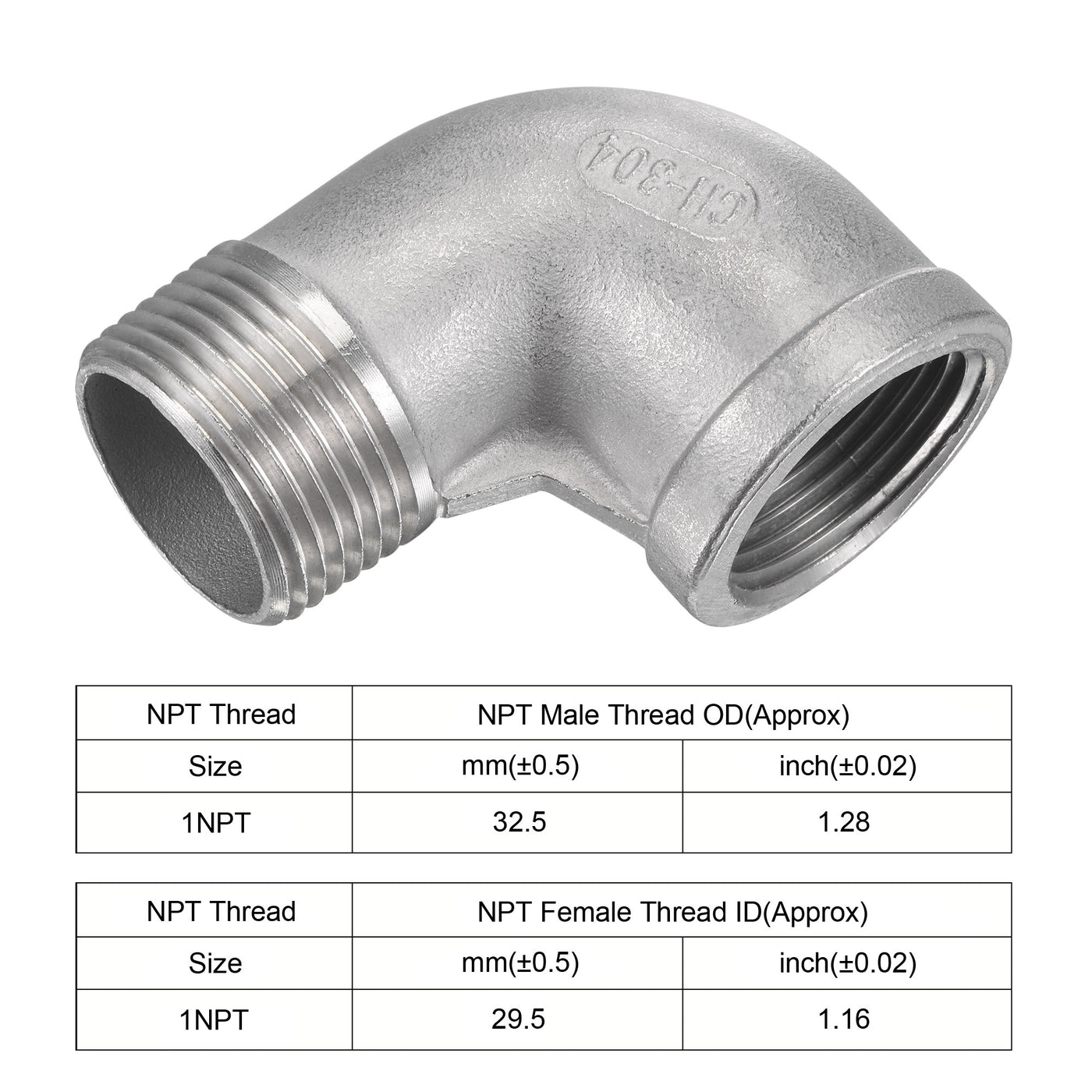 Harfington Pipe Fitting Elbow NPT Male to Female Thread Hose Connector Adapter 304 Stainless Steel