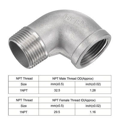 Harfington Pipe Fitting Elbow NPT Male to Female Thread Hose Connector Adapter 304 Stainless Steel