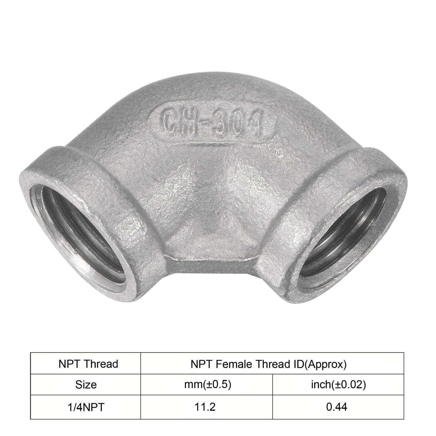 Harfington Pipe Fittings Elbow NPT Female Thread Hose Connector Adapter 304 Stainless Steel