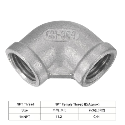 Harfington Pipe Fittings Elbow NPT Female Thread Hose Connector Adapter 304 Stainless Steel
