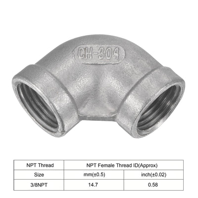 Harfington Pipe Fittings Elbow NPT Female Thread Hose Connector Adapter 304 Stainless Steel