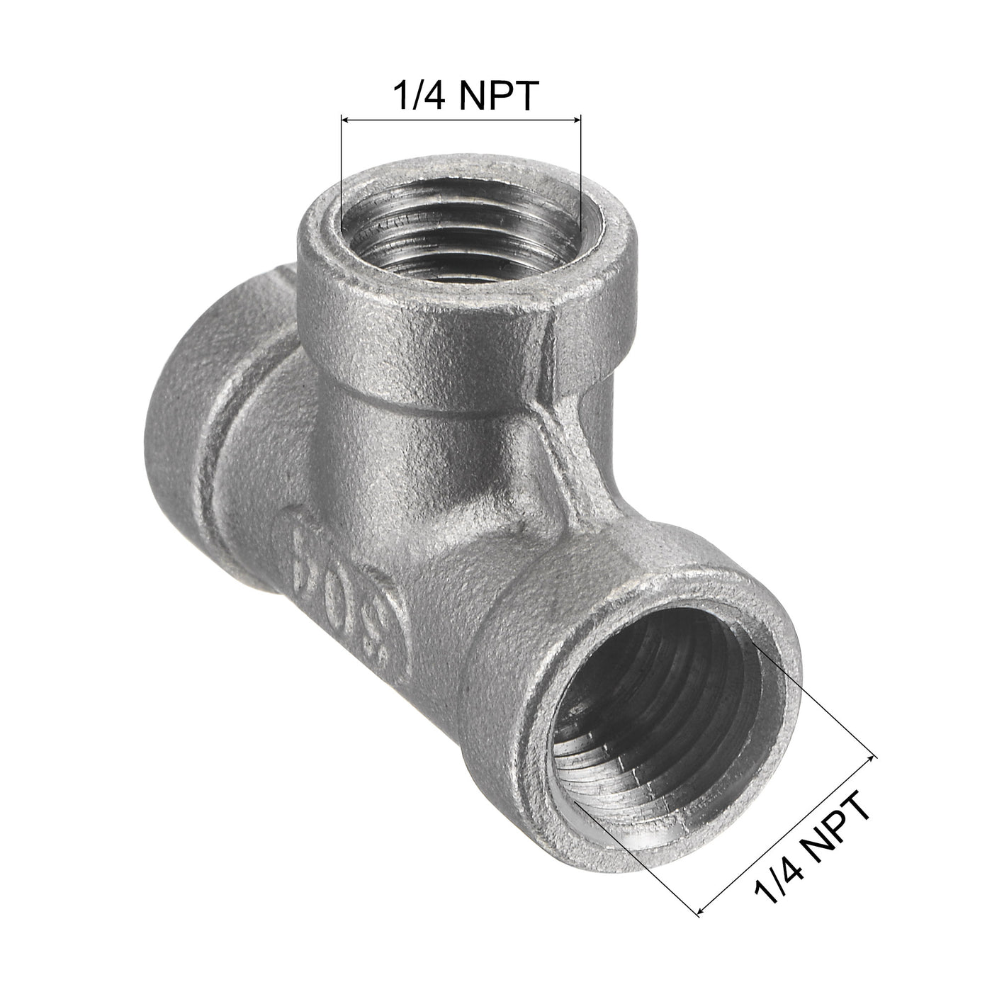 Harfington Pipe Fitting Tee NPT Female Thread Hose Connector Adapter, 304 Stainless Steel