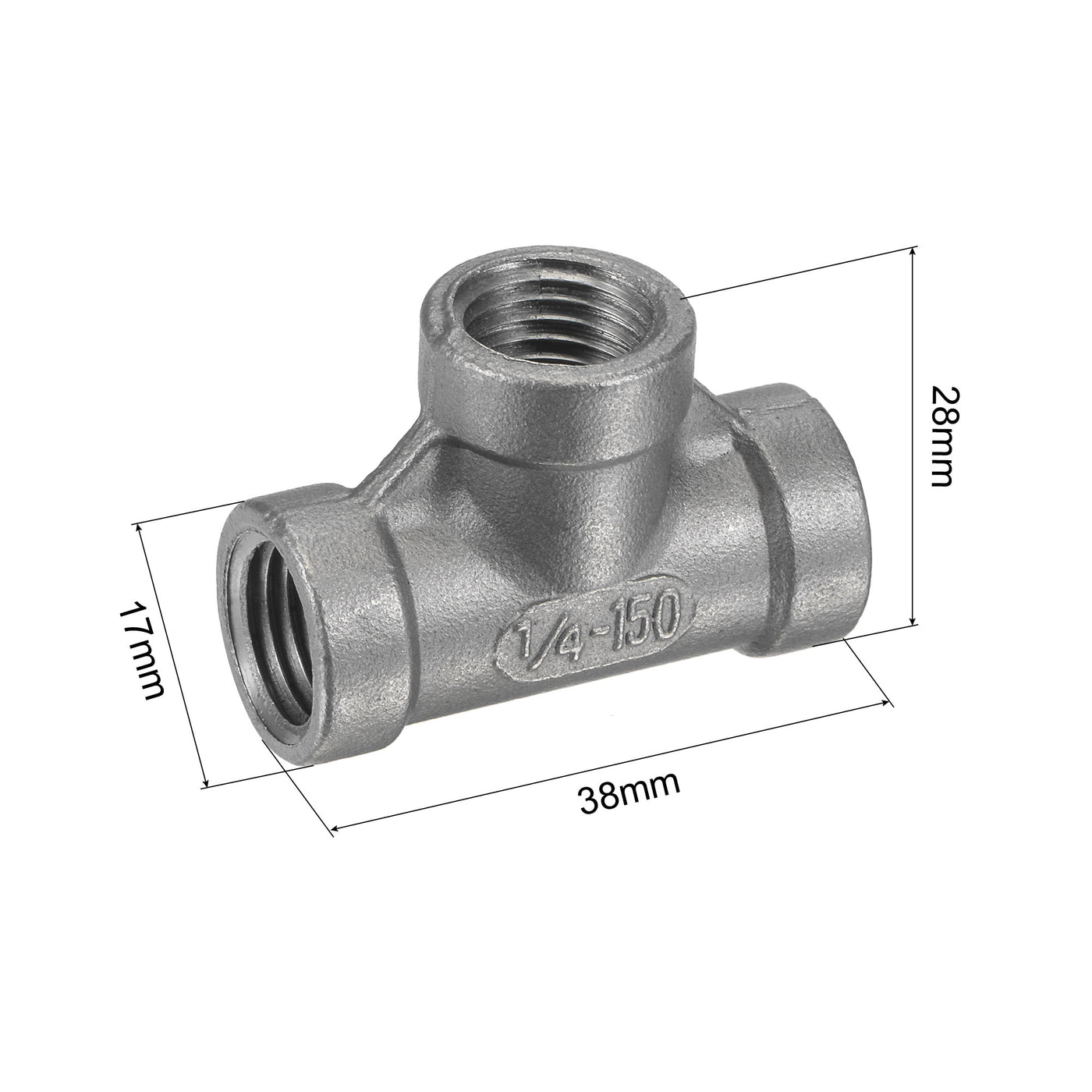 Harfington Pipe Fitting Tee NPT Female Thread Hose Connector Adapter, 304 Stainless Steel