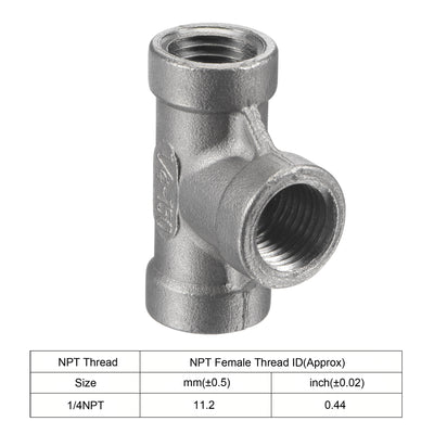 Harfington Pipe Fitting Tee NPT Female Thread Hose Connector Adapter, 304 Stainless Steel