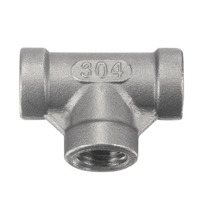 Harfington Pipe Fitting Tee NPT Female Thread Hose Connector Adapter, 304 Stainless Steel