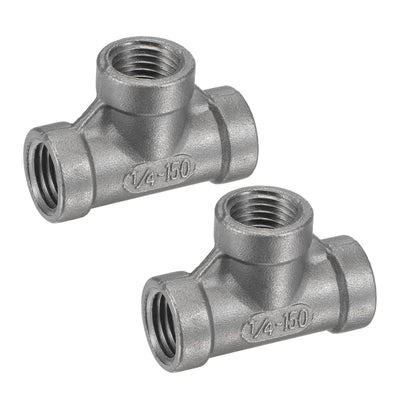 Harfington Pipe Fitting Tee NPT Female Thread Hose Connector Adapter, 304 Stainless Steel