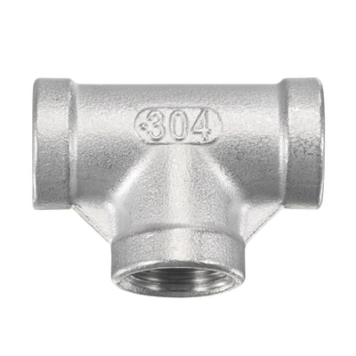 Harfington Pipe Fitting Tee NPT Female Thread Hose Connector Adapter, 304 Stainless Steel