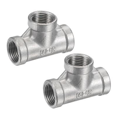 Harfington Pipe Fitting Tee NPT Female Thread Hose Connector Adapter, 304 Stainless Steel