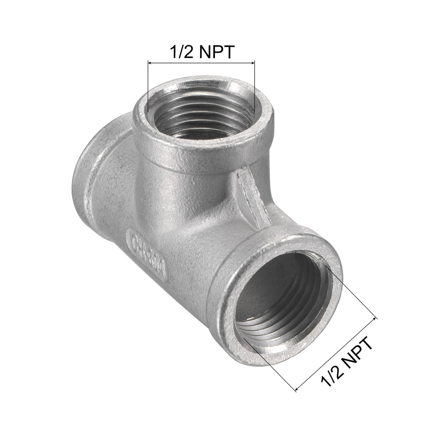 Harfington Pipe Fitting Tee NPT Female Thread Hose Connector Adapter, 304 Stainless Steel