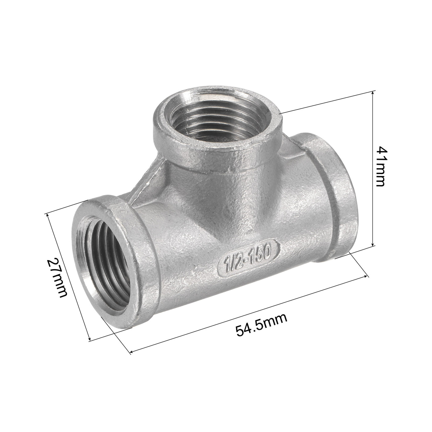 Harfington Pipe Fitting Tee NPT Female Thread Hose Connector Adapter, 304 Stainless Steel