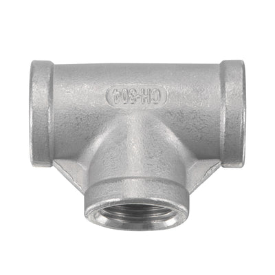 Harfington Pipe Fitting Tee NPT Female Thread Hose Connector Adapter, 304 Stainless Steel