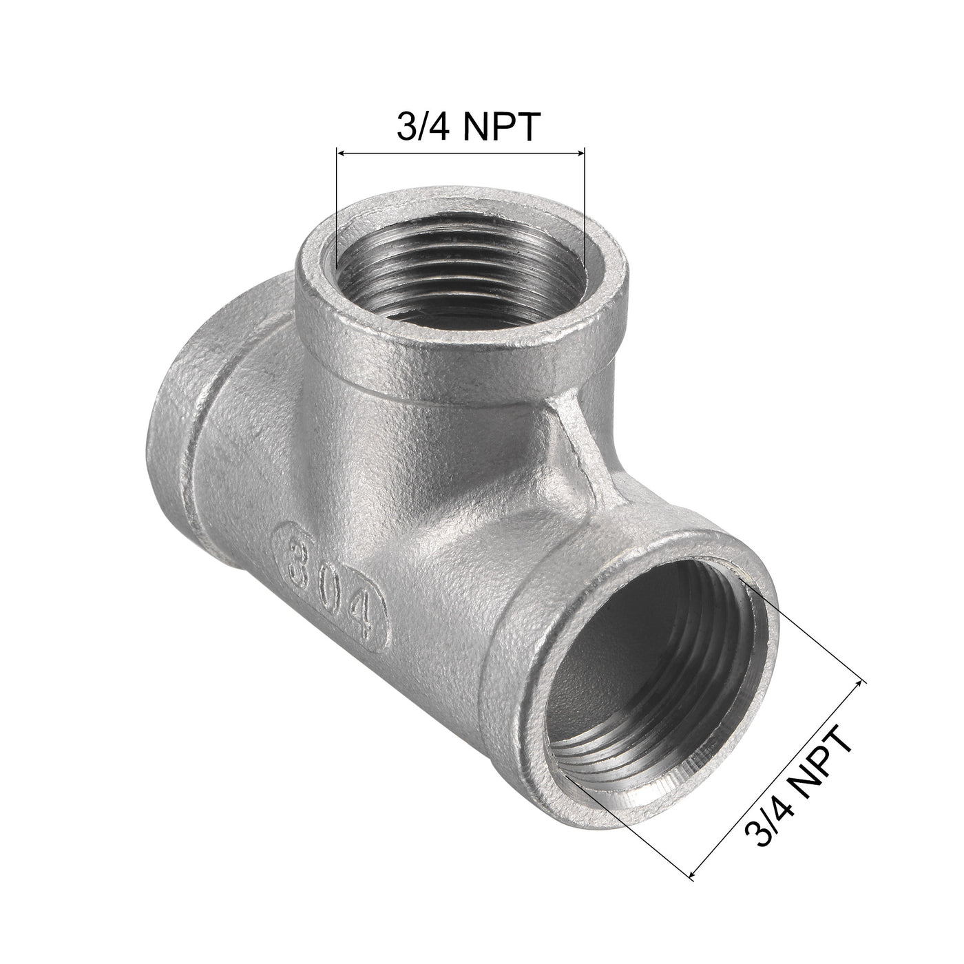 Harfington Pipe Fitting Tee NPT Female Thread Hose Connector Adapter 304 Stainless Steel