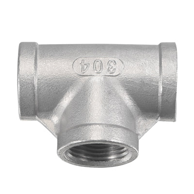 Harfington Pipe Fitting Tee NPT Female Thread Hose Connector Adapter 304 Stainless Steel