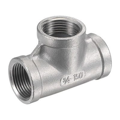 Harfington Pipe Fitting Tee NPT Female Thread Hose Connector Adapter 304 Stainless Steel