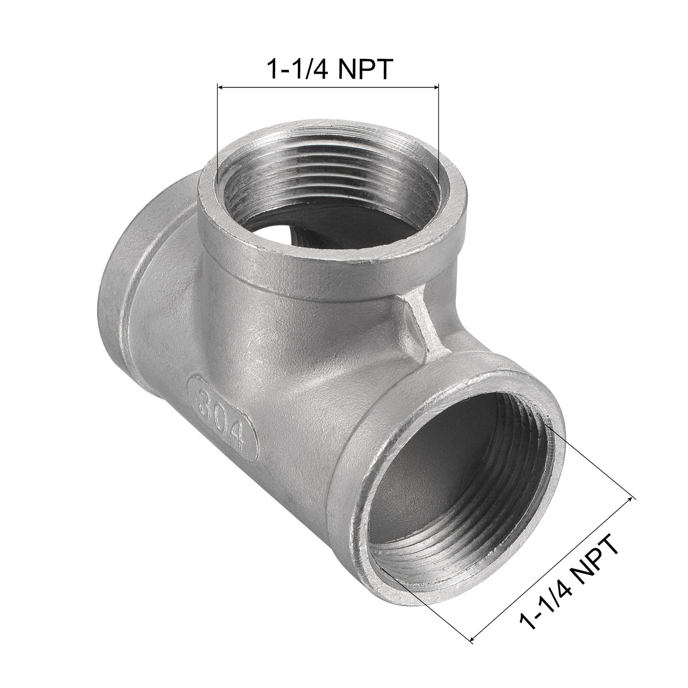 Harfington Pipe Fitting Tee NPT Female Thread Hose Connector Adapter 304 Stainless Steel