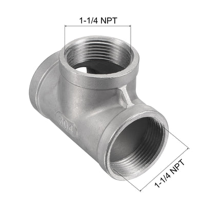 Harfington Pipe Fitting Tee NPT Female Thread Hose Connector Adapter 304 Stainless Steel