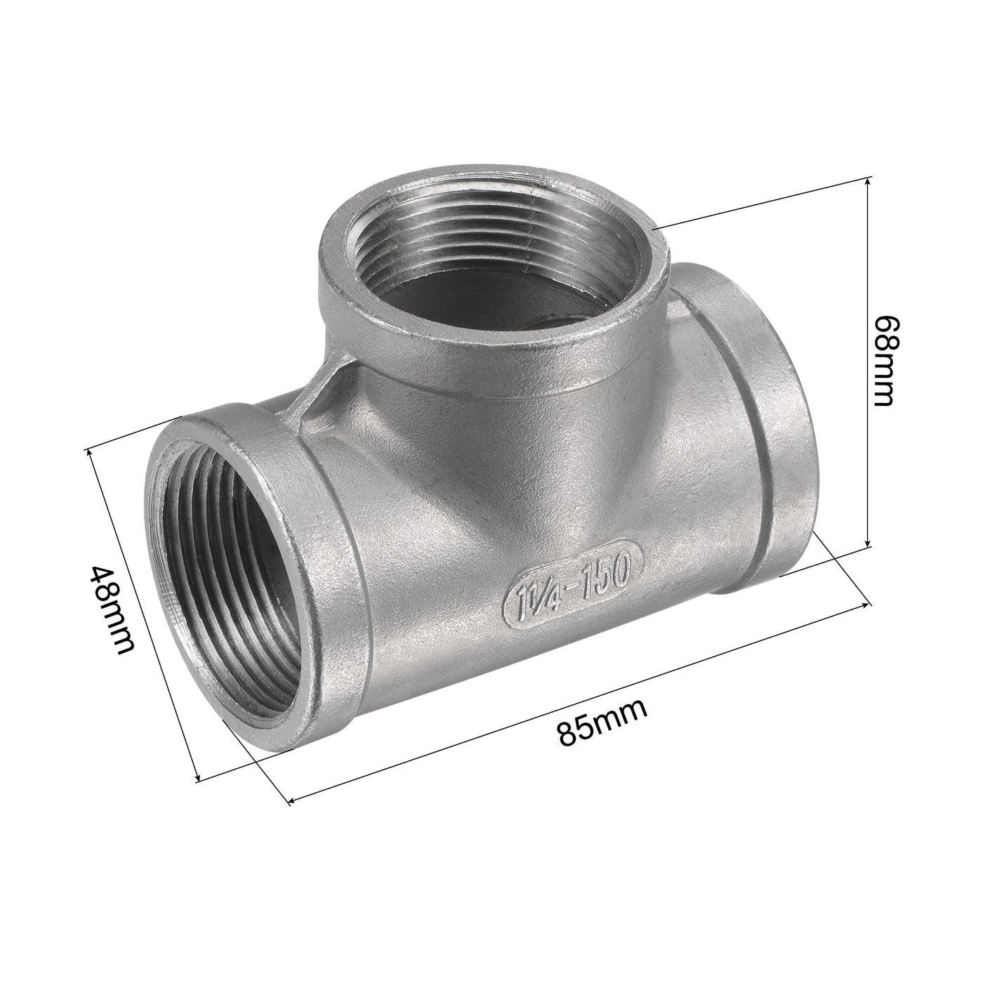Harfington Pipe Fitting Tee NPT Female Thread Hose Connector Adapter 304 Stainless Steel
