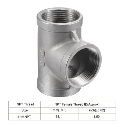 Harfington Pipe Fitting Tee NPT Female Thread Hose Connector Adapter 304 Stainless Steel