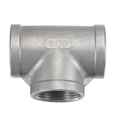Harfington Pipe Fitting Tee NPT Female Thread Hose Connector Adapter 304 Stainless Steel