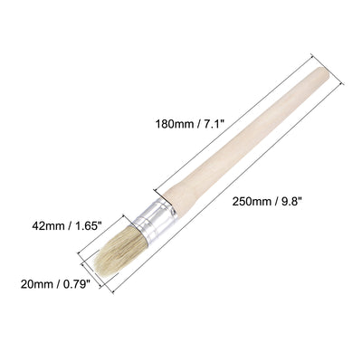 Harfington Round Paint Brush 10" Length 0.8" Dia Natural Bristle with Wood Handle for Painting Wall, Furniture, DIY Art Crafts