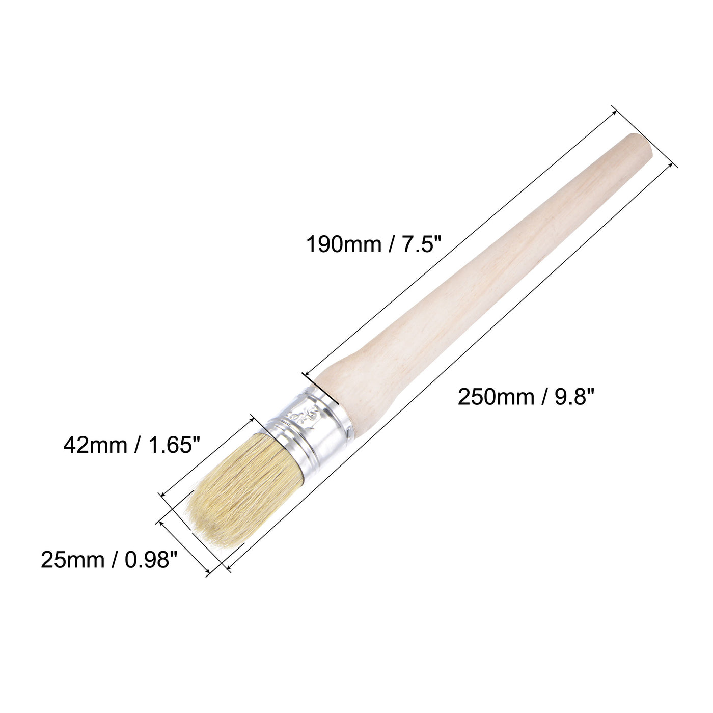 Harfington Round Paint Brush 10" Length 1" Dia Natural Bristle with Wood Handle for Painting Wall, Furniture, DIY Art Crafts