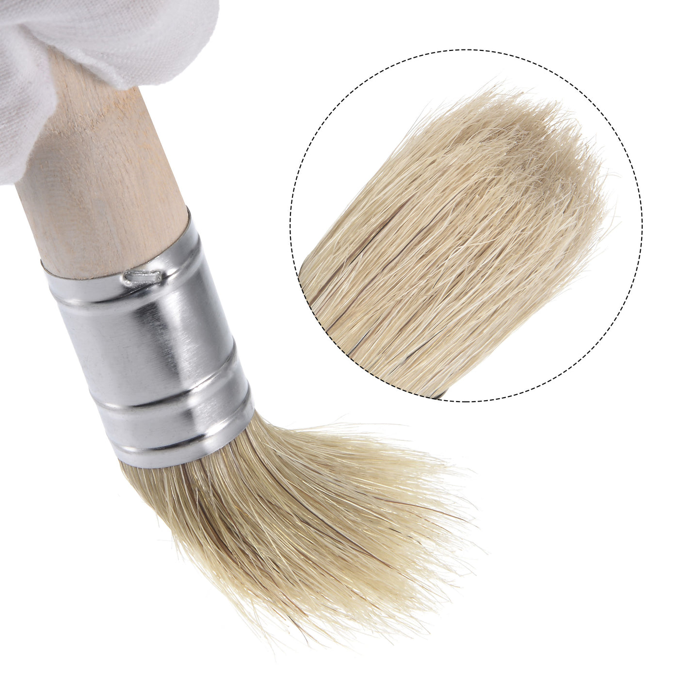 Harfington Round Paint Brush 10" Length 1" Dia Natural Bristle with Wood Handle for Painting Wall, Furniture, DIY Art Crafts