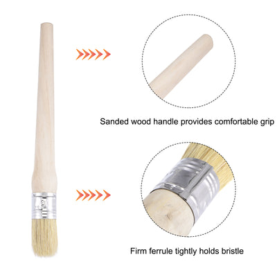Harfington Round Paint Brush 10" Length 1" Dia Natural Bristle with Wood Handle for Painting Wall, Furniture, DIY Art Crafts