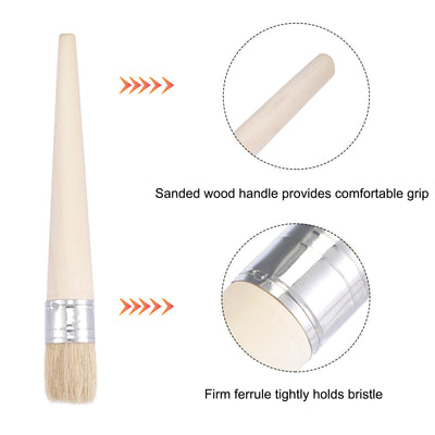 Harfington Round Paint Brush 10" Length 1.2" Dia Natural Bristle with Wood Handle for Painting Wall, Furniture, DIY Art Crafts