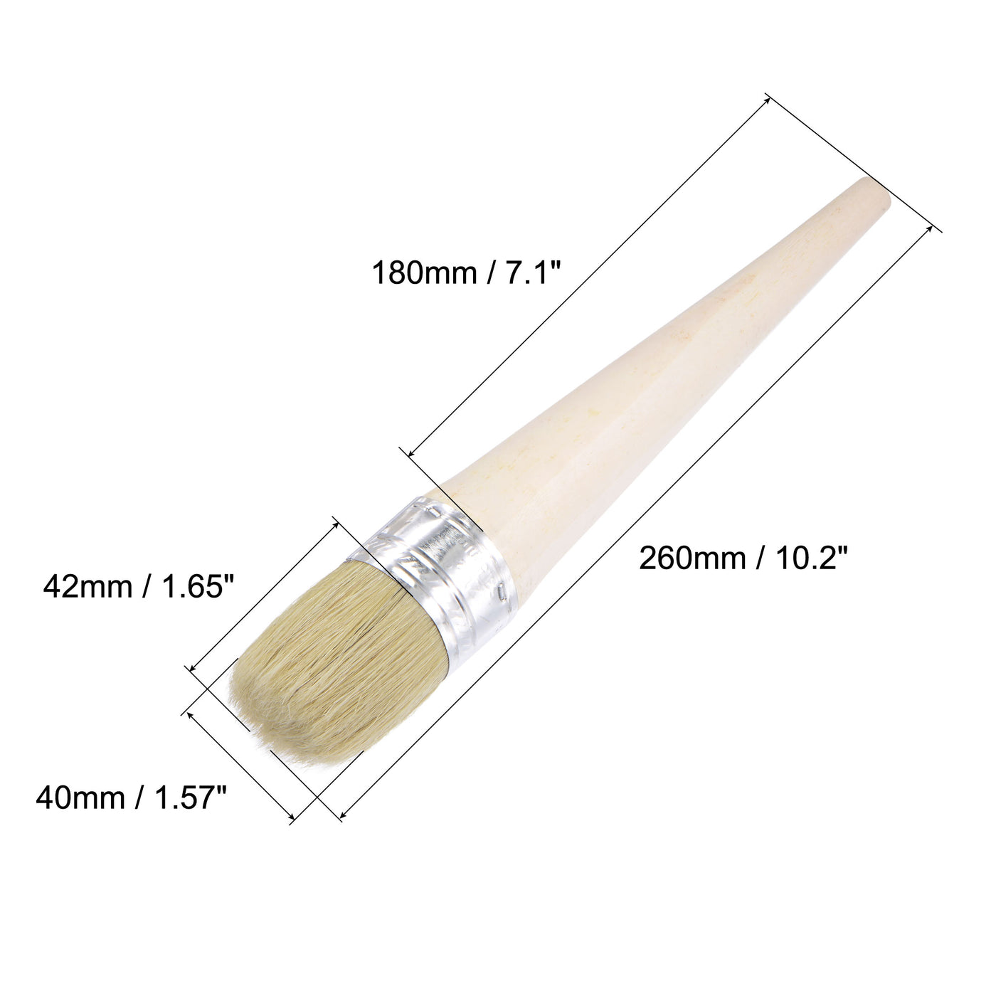 Harfington Round Paint Brush 10" Length 1.6" Dia Natural Bristle with Wood Handle for Painting Wall, Furniture, DIY Art Crafts