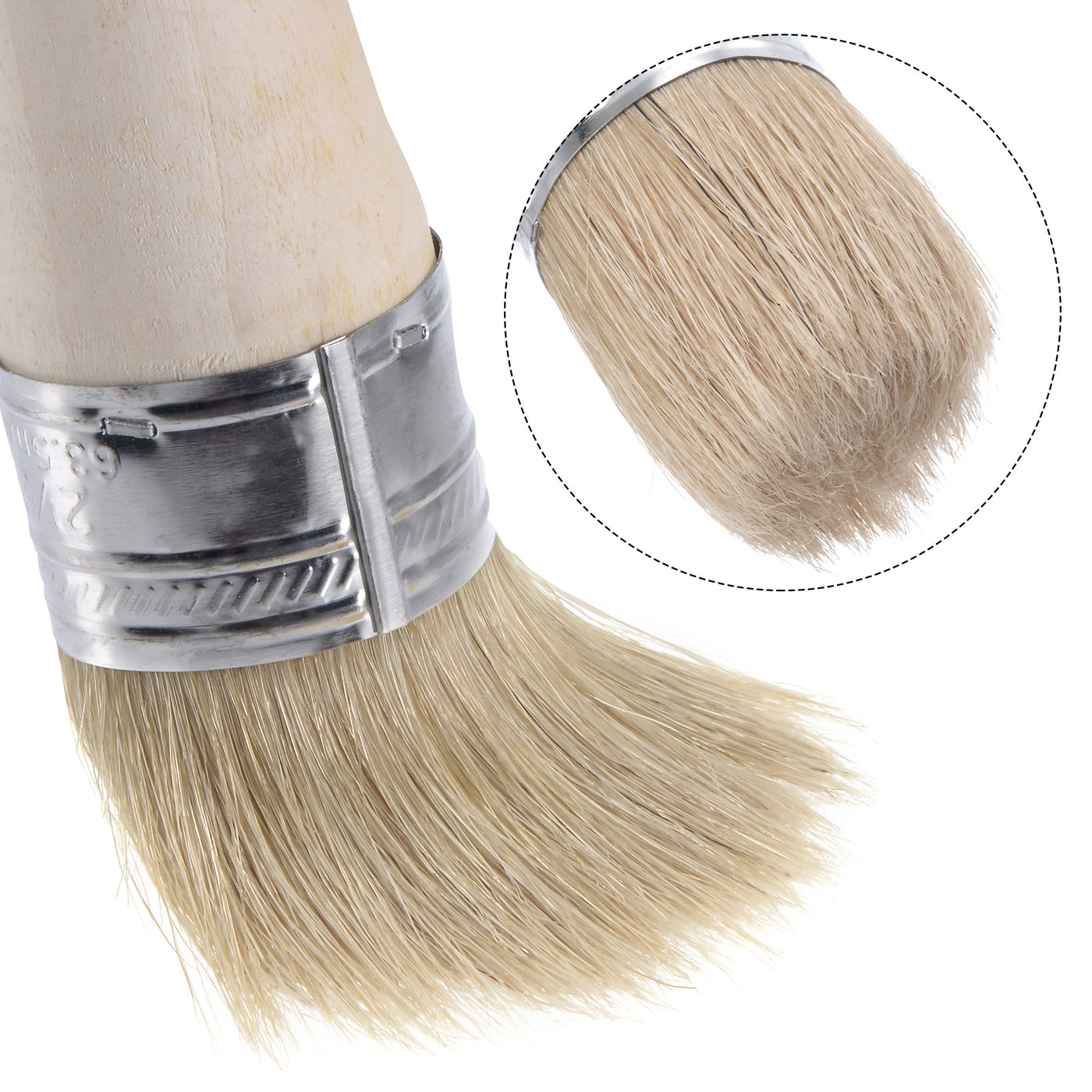 Harfington Round Paint Brush 10" Length 1.6" Dia Natural Bristle with Wood Handle for Painting Wall, Furniture, DIY Art Crafts