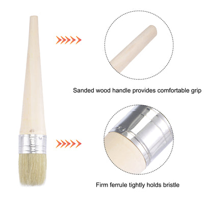 Harfington Round Paint Brush 10" Length 1.6" Dia Natural Bristle with Wood Handle for Painting Wall, Furniture, DIY Art Crafts