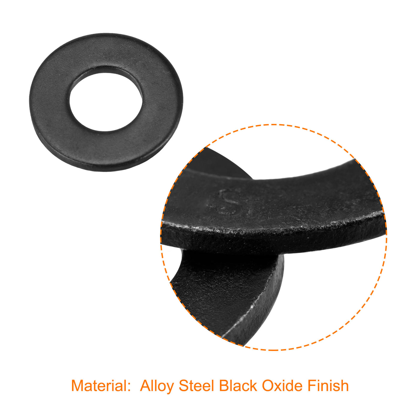 Harfington Flat Washer, Alloy Steel Black Oxide Finish Apply for Electrical