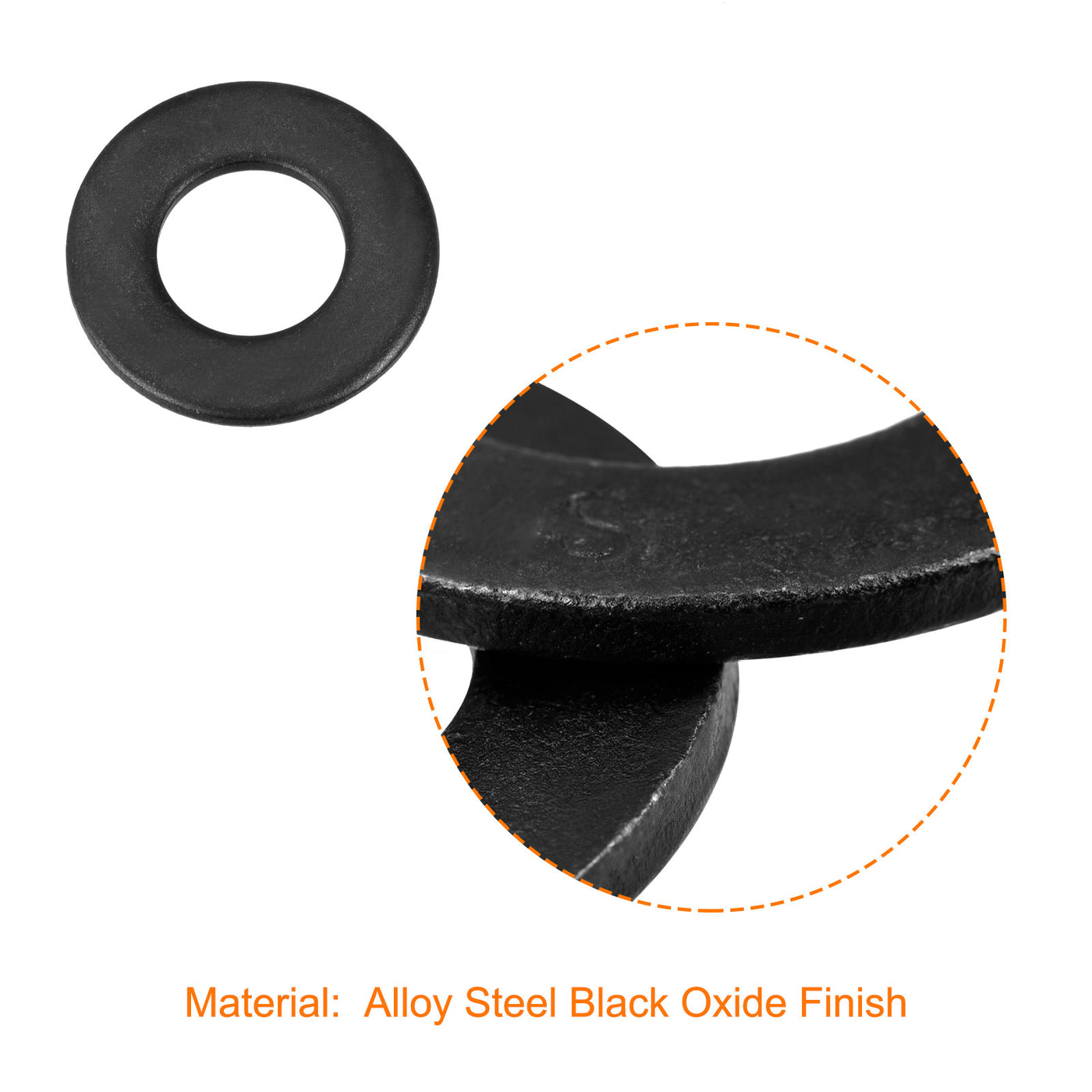 Harfington Flat Washer, Alloy Steel Black Oxide Finish