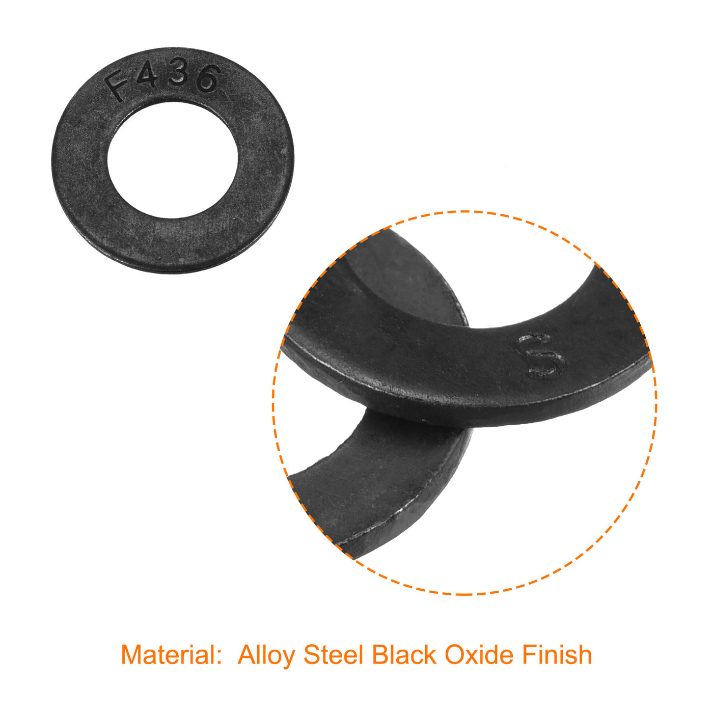 Harfington Flat Washer, Alloy Steel Black Oxide Finish Apply for Bolt