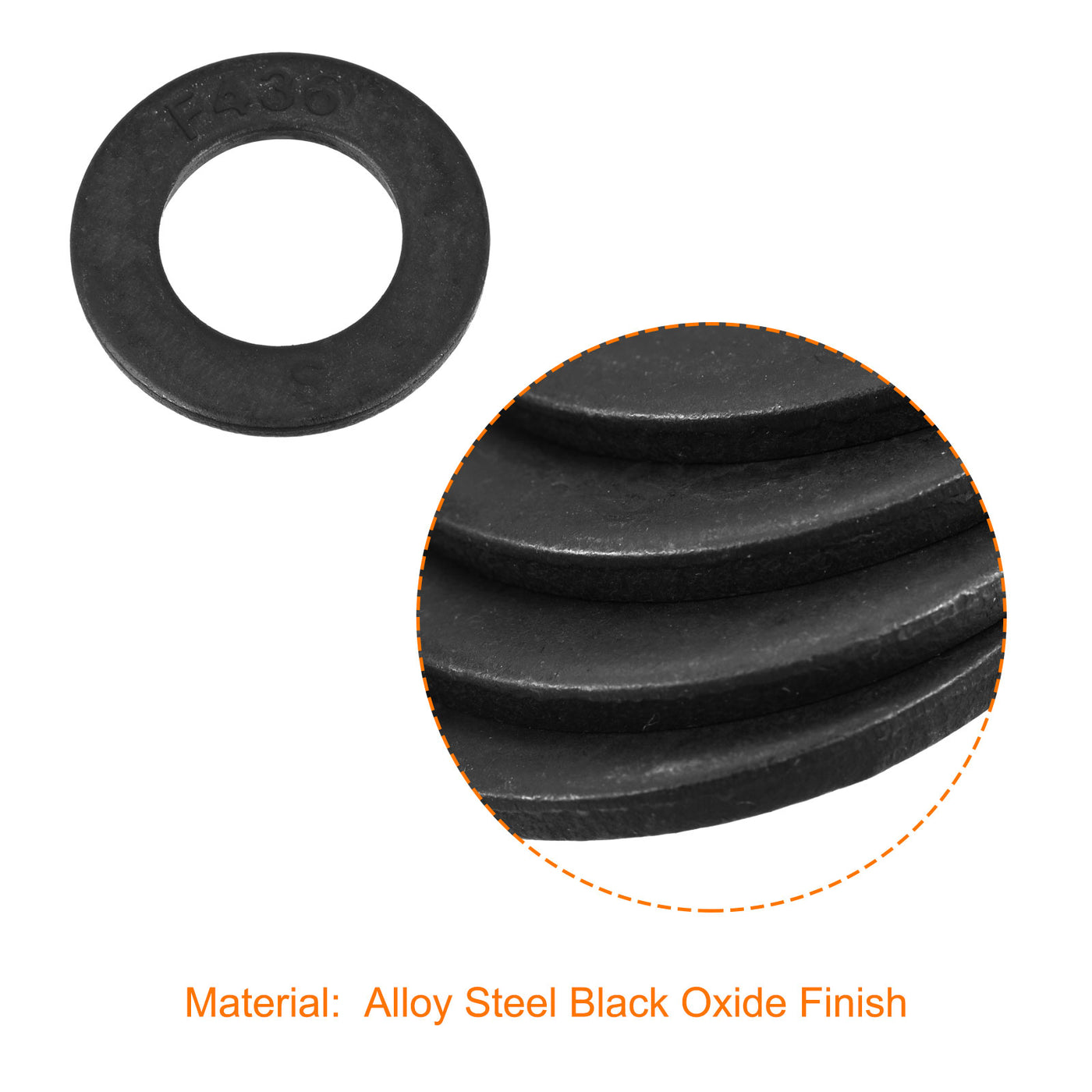 Harfington Flat Washer, Alloy Steel Black Oxide Finish Apply for Bolt