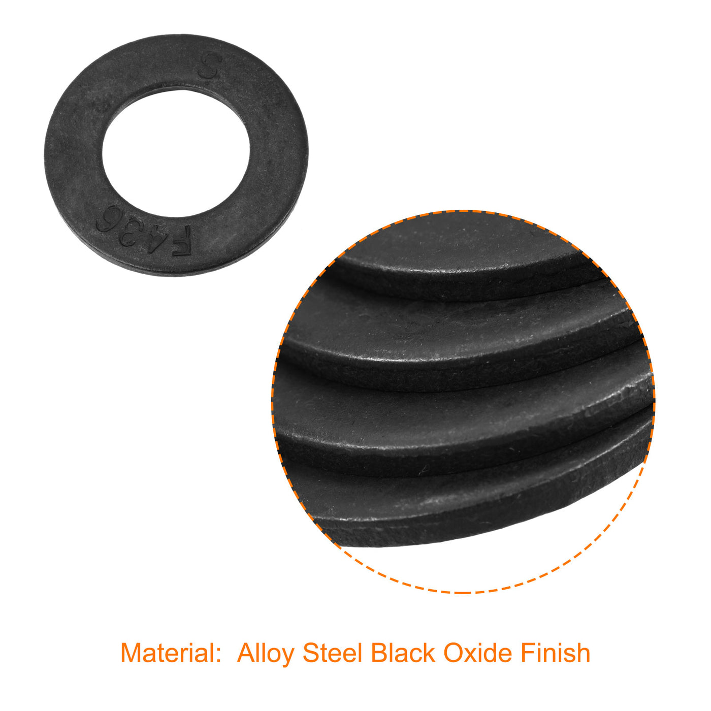 Harfington Flat Washer, Alloy Steel Black Oxide Finish Apply for Bolt