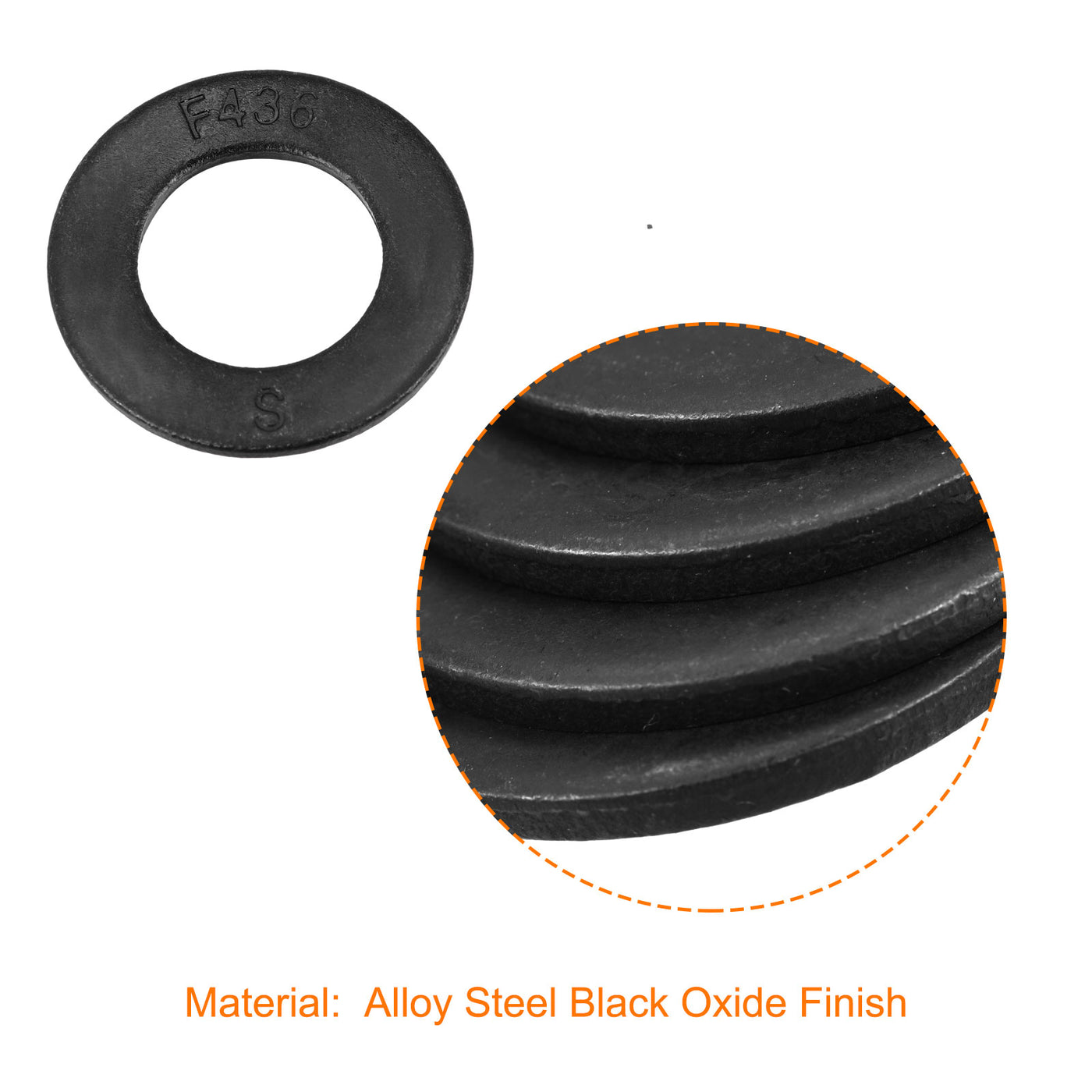 Harfington Flat Washer, Alloy Steel Black Oxide Finish Apply for Threaded Bolt Connections.