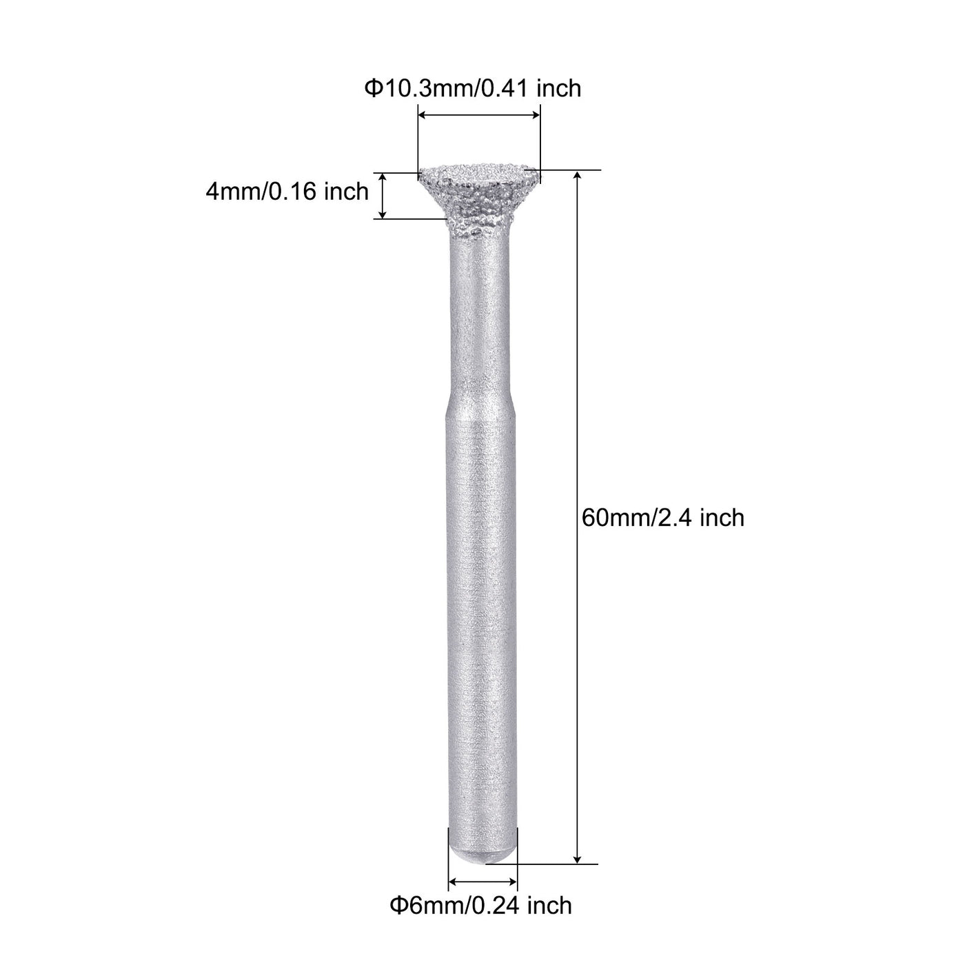Harfington Diamond Mounted Points 60 Grit 10.3mm Flat Head 6mm Shank Grinding Rotary Bit