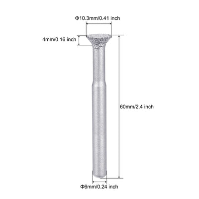 Harfington Diamond Mounted Points 60 Grit 10.3mm Flat Head 6mm Shank Grinding Rotary Bit