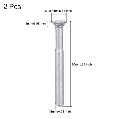 Harfington Diamond Mounted Points 60 Grit 10.3mm Flat Head Grinding Rotary Bit 2pcs