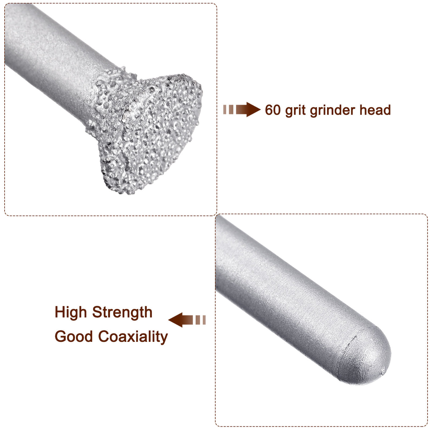 Harfington Diamond Mounted Points 60 Grit 10.3mm Flat Head Grinding Rotary Bit 2pcs